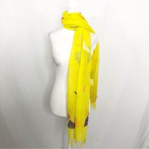 1937 Vintage Wool Scarf, Geometrical, Yellow